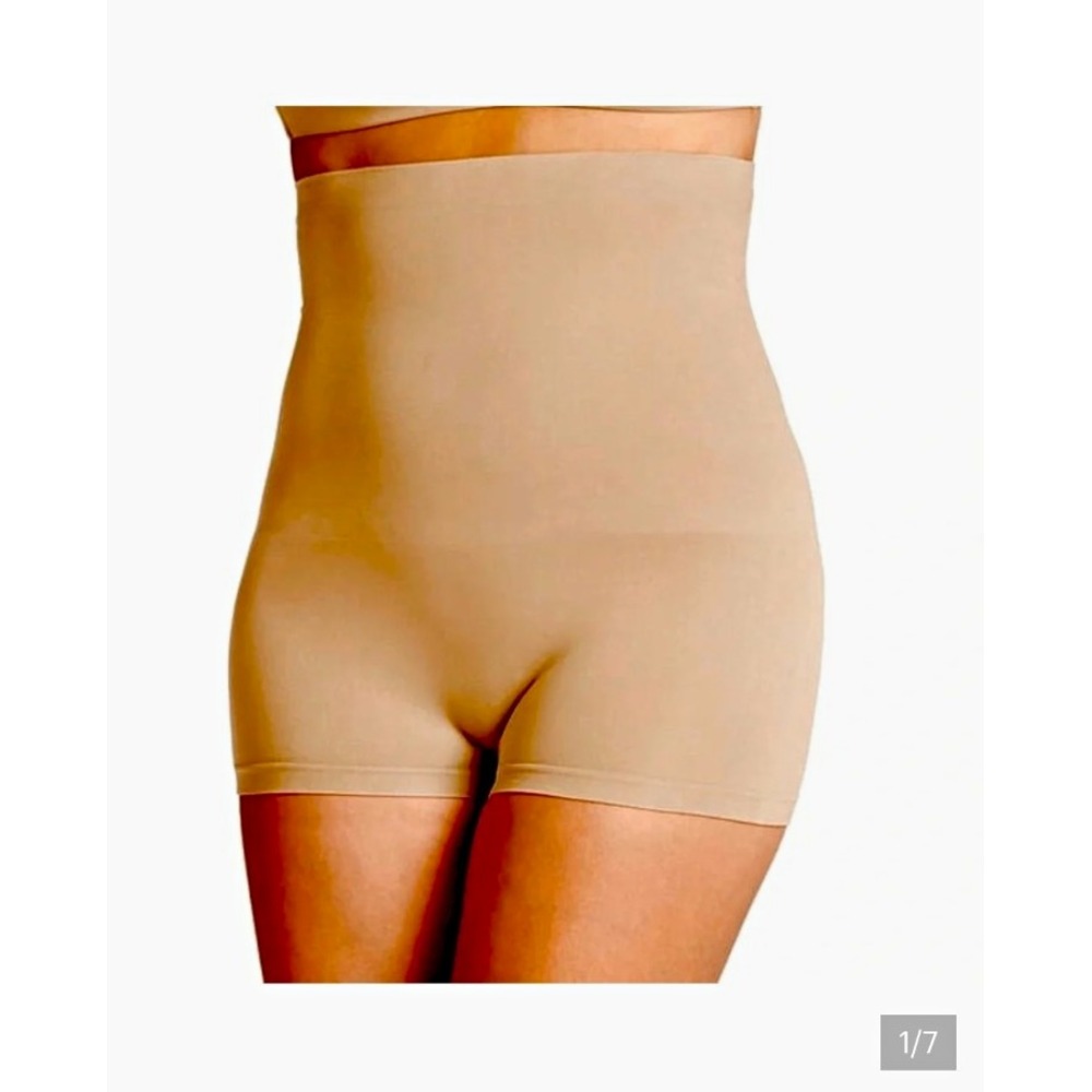 F.I.T High-Waisted Seamless Shaper Shorts Beige Firm Tummy Control Womens M